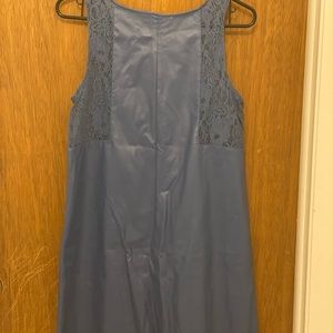 Blue pleather and lace mini dress, size small.